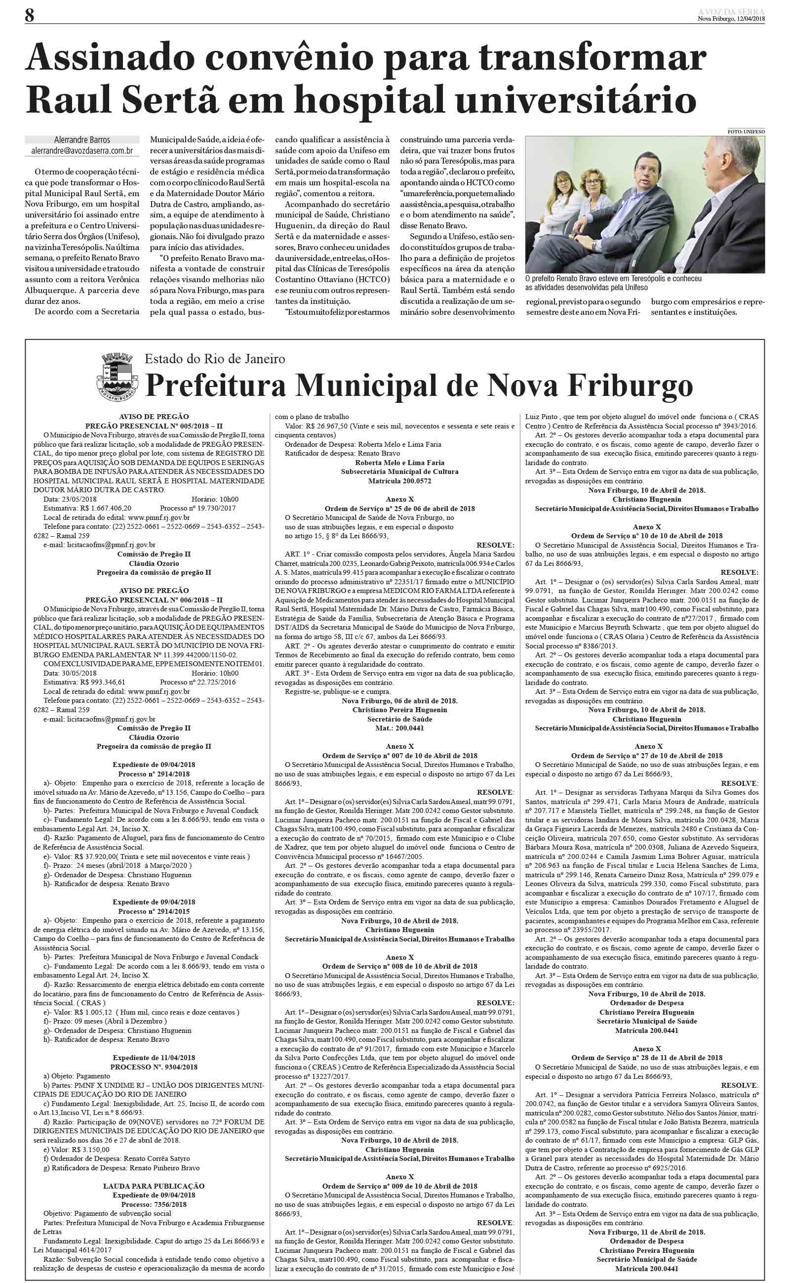 Edição de 12 de abril de 2018 Jornal A Voz da Serra