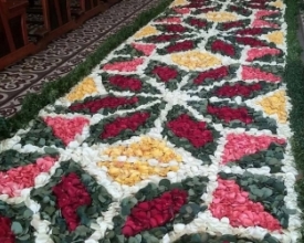 Fiéis estendem tapete de flores para Aparecida em Friburgo