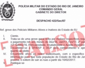 Comunicado sobre greve da PM é boato, diz 11º BPM