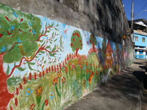 Cenas de Nova Friburgo em olhar. Onde era lixo, virou arte. Quando o poder público não entra em ação, os moradores arregaçam as mangas e agem. O início da Rua Acre vivia coberto de lixo. Cansados de exigir providências, os próprios moradores pintaram o muro com o intuito de conscientizar
