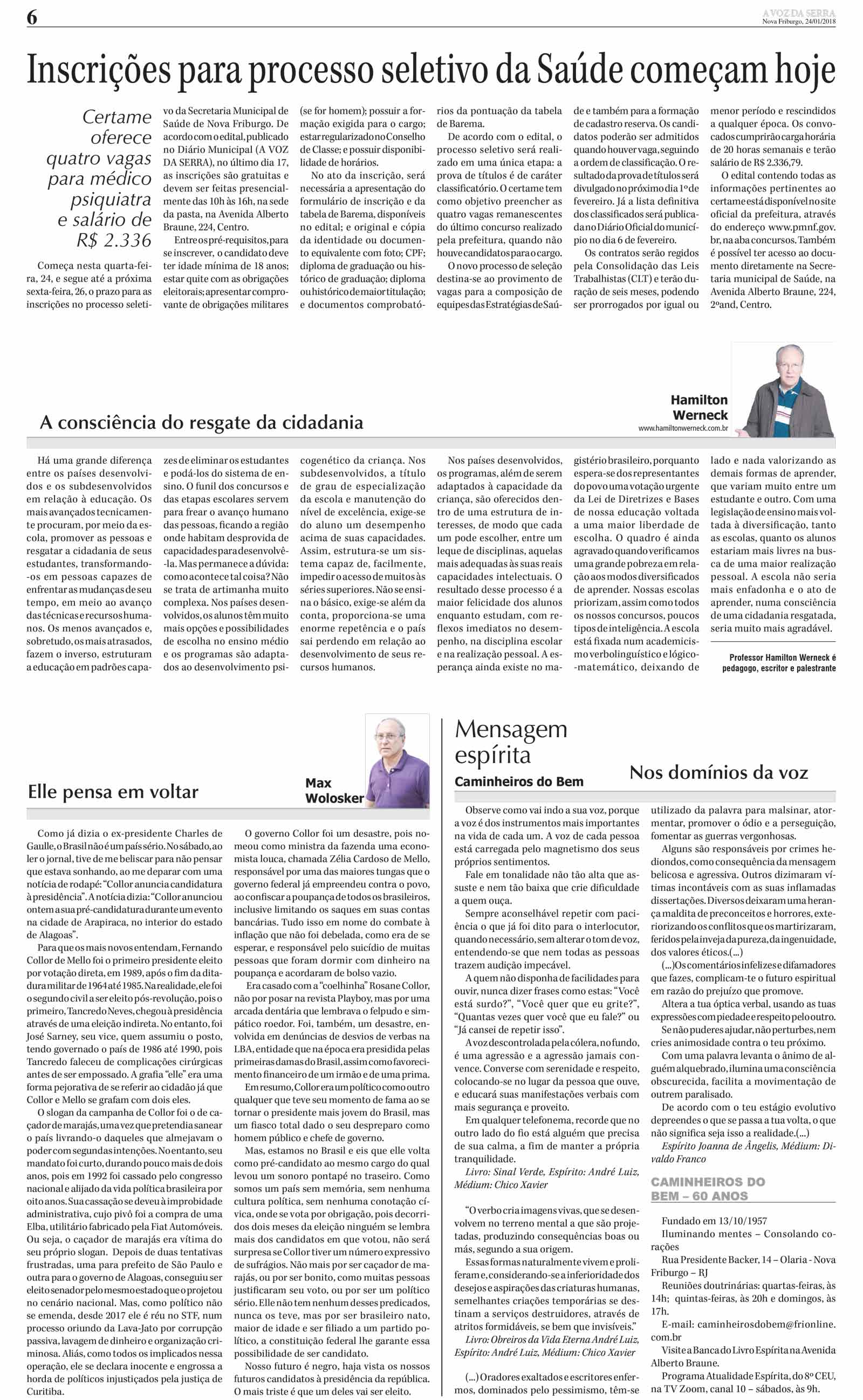 Edição De 24 De Janeiro De 2018 Jornal A Voz Da Serra