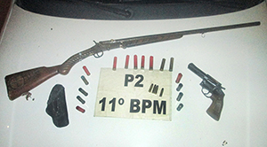 POLÍCIA - PM recolhe armas usadas  em tentativa de assassinato 
