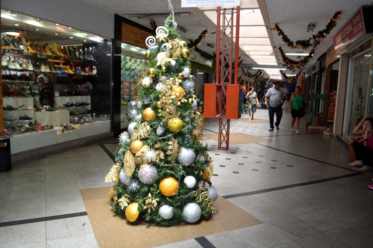 A tradicional árvore de Natal é destaque de conhecidos endereços comerciais do município como a Galeria São José (Foto: Lúcio Cesar Pereira)