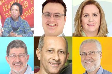 Da esquerda para a direita: Vânia Monteiro, Rommel Condé, Márcia Carestiato, Marcelo Braune, Hélio Henrique Medeiros, Cláudio Damião