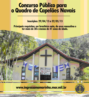 Concurso público para capelão  naval: Marinha abre inscrições