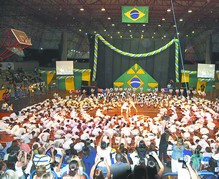 Público aplaude de pé exibições do Gym Brasil