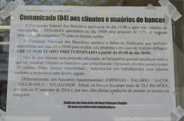 Sindicato dos Bancários confirma greve a partir de hoje