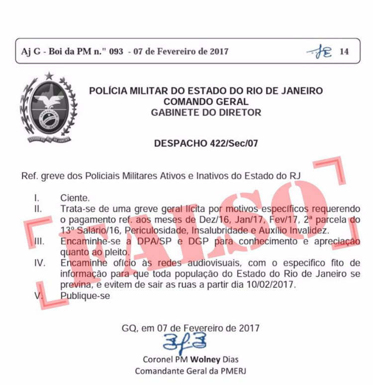 Comunicado falso que vem circulando pelas redes sociais (Foto: Reprodução)