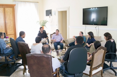 O encontro com jornalistas (Fotos: Joao Luccas Oliveira/ Divulgação)