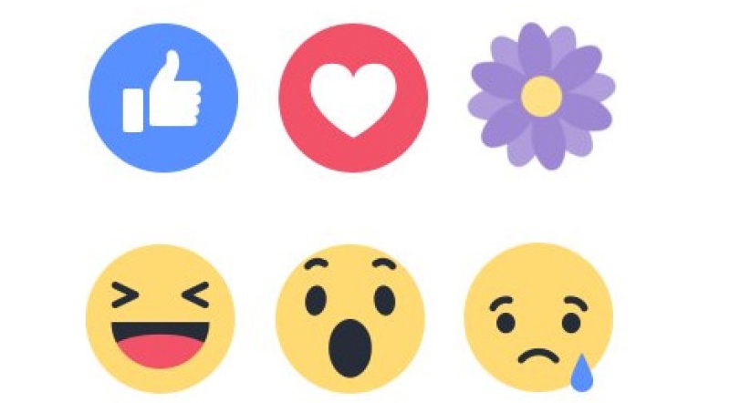 Os emojis do Facebook incluindo a florzinha de gratidão (Foto: reprodução da internet)
