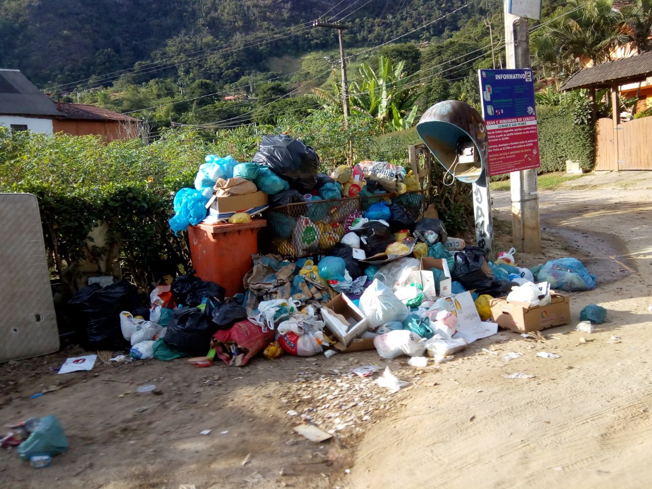 A lixarada emoldura caçamba no Vale dos Peões, em Lumiar (Fotos de leitor)