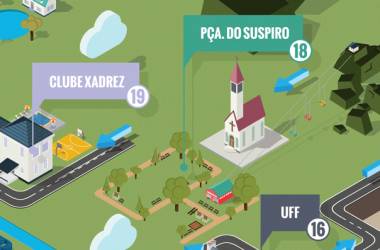 Mapa do percurso da tocha olímpica por Nova Friburgo