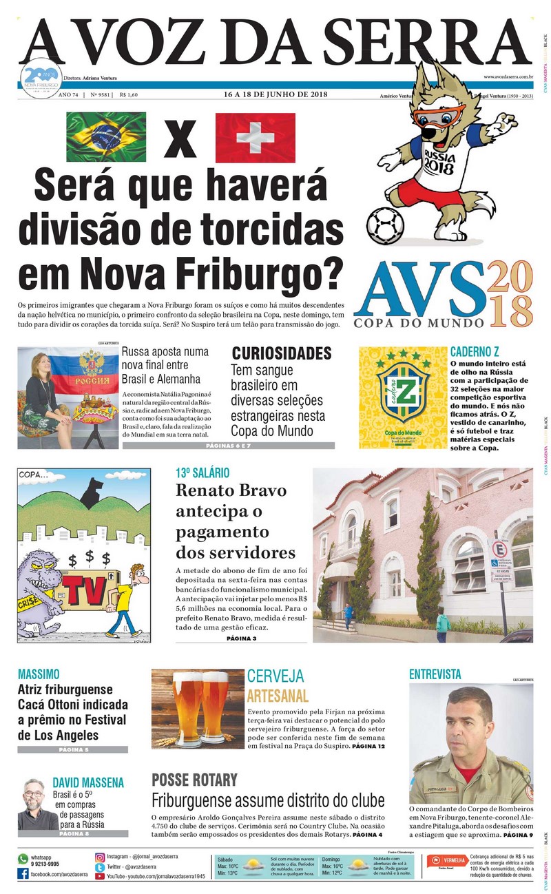Uma das capas de A VOZ DA SERRA, em junho de 2018 (Reprodução)