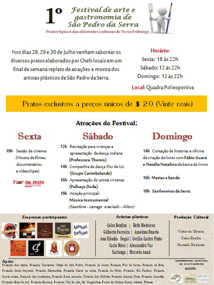 São Pedro da Serra realiza o 1º Festival de Arte e Gastronomia