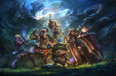 Ezreal, Lee Sin, Lux, Teemo e Leona, personagens do jogo