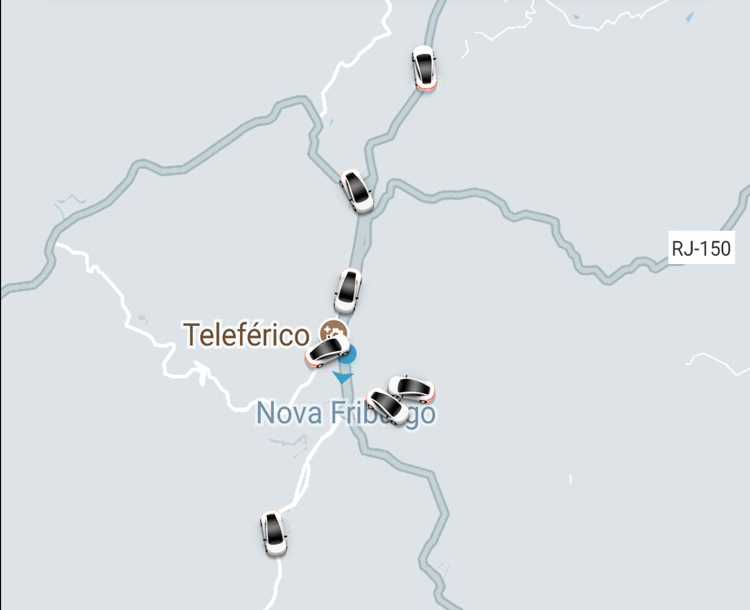 O Uber em Friburgo nesta sexta: sete carros disponíveis (Reprodução da internet)