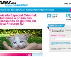 Abaixo-assinado na internet pede prisão para assassinos de gatinho