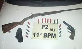 POLÍCIA - PM recolhe armas usadas  em tentativa de assassinato 