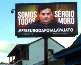 Juiz Sérgio Moro ganha apoio em painéis LED de Nova Friburgo